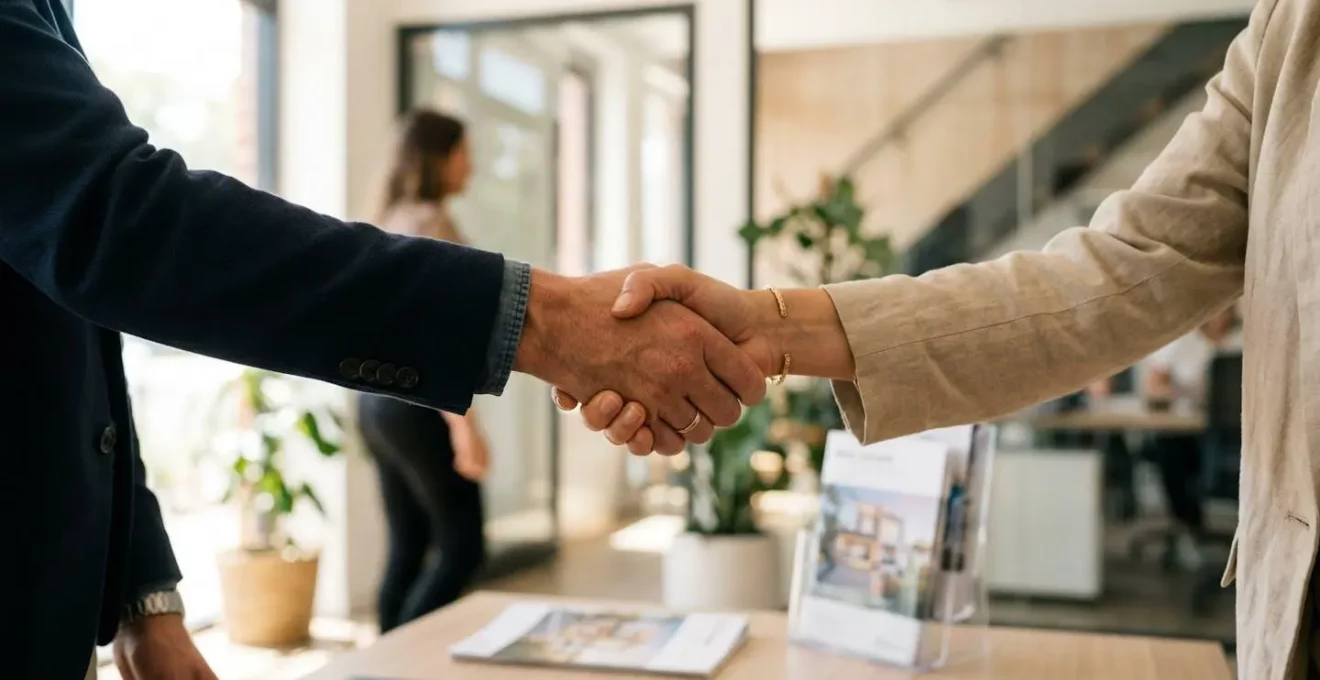 Attestation financement immobilier - Poignée de main lors d'une transaction immobilière